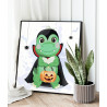 3 Динозавр с клыками на Хэллоуин Животные Happy Halloween Праздник Для детей Детская 40х40 Раскраска картина по номерам на холст