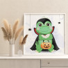 4 Динозавр с клыками на Хэллоуин Животные Happy Halloween Праздник Для детей Детская 40х40 Раскраска картина по номерам на холст