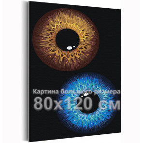 Глаза Зрачки Романтика Пара Любовь Голубые и карие 80х120 Раскраска картина по номерам на холсте