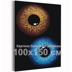Глаза Зрачки Романтика Пара Любовь Голубые и карие 100х150 Раскраска картина по номерам на холсте