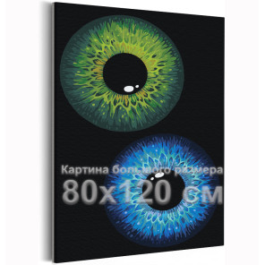Глаза Зрачки Голубые и зеленые Романтика Любовь Пара 80х120 Раскраска картина по номерам на холсте