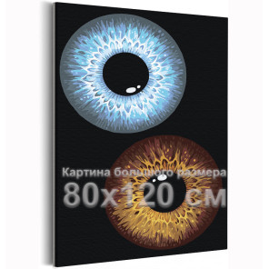 Глаза Зрачки Романтика Любовь Пара Голубые и карие 80х120 Раскраска картина по номерам на холсте