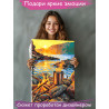  Пейзаж с костром на закате Природа Романтика Рассвет Чай Река Горы Море Раскраска картина по номерам на холсте AAAA-NK889