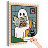  Приведение и котик Хэллоуин Мем Halloween Смешная Для детей Для девочек Для мальчиков Небольшая Раскраска картина по номерам на