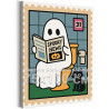 Приведение и котик Хэллоуин Мем Halloween Смешная Для детей Для девочек Для мальчиков Небольшая 75х100 Раскраска картина по номе