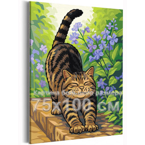 Котик на природе в цветах Мем Мемные котики Коты Котята Для детей Детская Небольшая Для мальчиков Для девочек 75х100 Раскраска к
