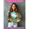  Пейзаж с горами и соснами Горы Кавказа Природа Река Лес Раскраска картина по номерам на холсте AAAA-NK1177