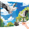  Семья аистов Весна Птицы Природа Интерьерная Дети Раскраска картина по номерам на холсте AAAA-NK1208