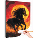 Лошадь на закате Огненная Красная Новогодняя Конь Животные Символ года Новый год Раскраска картина по номерам на холсте