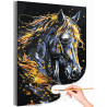  Лошадь с огненной гривой с золотой краской Огненная Конь Животные Символ года Новый год Раскраска картина по номерам на холсте 