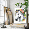  Лошадь с цветами Животные Символ года Новогодняя Раскраска картина по номерам на холсте AAAA-NK1211