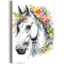 Лошадь с цветами Животные Символ года Новогодняя 80х100 Раскраска картина по номерам на холсте