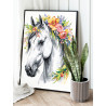  Лошадь с цветами Животные Символ года Новогодняя 80х100 Раскраска картина по номерам на холсте AAAA-NK1211-80x100
