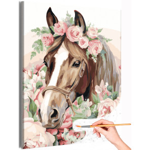 Лошадь с розами Новый год 2026 Огненная лошадь