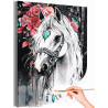  Белая лошадь с розами Новый год 2026 Конь с цветами Животные Символ года Оберег Раскраска картина по номерам на холсте AAAA-NK1