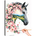 Лошадь с весенними цветами Рассвет Новый год 2026 Конь с цветами Животные Природа Символ года Оберег Раскраска картина по номерам на холсте