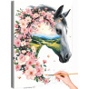  Лошадь с весенними цветами Рассвет Новый год 2026 Конь с цветами Животные Природа Символ года Оберег Раскраска картина по номер