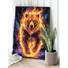 Огненный медведь Животные Светящаяся в темноте Яркая Оберег 100х125 Раскраска картина по номерам на холсте с неоновыми красками