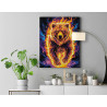 Огненный медведь Животные Светящаяся в темноте Яркая Оберег 100х125 Раскраска картина по номерам на холсте с неоновыми красками