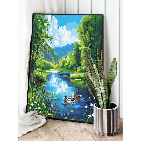 Утки на озере Природа Пейзаж Птицы Пара Любовь На свадьбу Лето