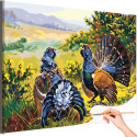 Два глухаря на природе Птицы Пара Пейзаж Раскраска картина по номерам на холсте