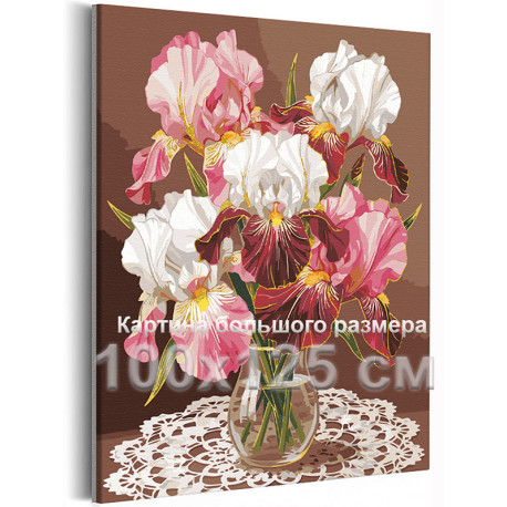 Цветы Ирисы в вазе с золотой краской Букет