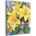 Цветы лилии С золотой краской Букет цветов Яркие 8 марта Для мамы 100х125 Раскраска картина по номерам на холсте с металлической краской