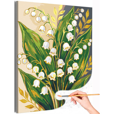 Ландыши с золотой краской Цветы Букет Нежная Легкая Для мамы