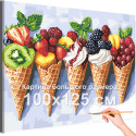 Мороженое и ягоды Натюрморт для кухни Мороженки Фрукты на кухню Вишня Малина Клубника Десерт 100х125 Раскраска картина по номерам на холсте