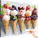 Мороженое и ягоды Натюрморт для кухни Мороженки Фрукты на кухню Малина Клубника Вишня Десерт Раскраска картина по номерам на холсте