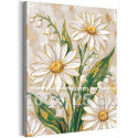 Ромашки и ландыши с золотой краской Цветы Букет Нежная Для мамы 8 марта 100х125 Раскраска картина по номерам на холсте с металлической краской