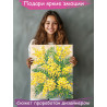Мимоза Цветы с золотой краской Букет Для триптиха