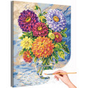 Хризантемы Цветы в вазе Натюрморт Букет Натюрморт Яркая Интерьерная Для мамы 8 марта Раскраска картина по номерам на холсте