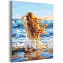 Рыжая девушка у моря Богиня Афродита на берегу моря Волны Пляж Романтика 80х100 Раскраска картина по номерам на холсте