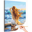 Рыжая девушка у моря Богиня Афродита на берегу моря Волны Пляж Романтика Раскраска картина по номерам на холсте