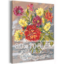 Хризантемы в вазе Цветы Букет Натюрморт Георгины Ваза с цветами Для мамы 80х100 Раскраска картина по номерам на холсте