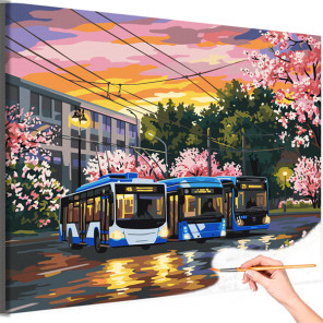 Городской пейзаж Весна Санкт-Петербург Троллейбус