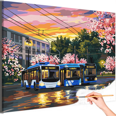 Городской пейзаж Весна Санкт-Петербург Троллейбус