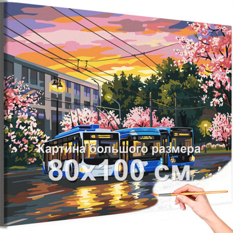 Городской пейзаж Весна Санкт-Петербург Троллейбус