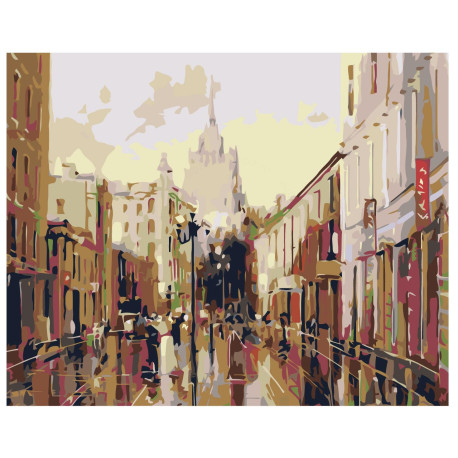 Старый Арбат Раскраска по номерам на холсте Живопись по номерам