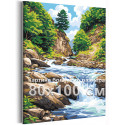 Река в горах Кавказа Природа Пейзаж Горы Вода Лето Россия 80х100 Раскраска картина по номерам на холсте