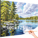 Пейзаж с озером и горами Природа Лес Лето Вода Алтай Горное озеро 100х125 Раскраска картина по номерам на холсте