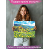  Горный пейзаж с желтыми цветами Природа Горы Кавказа Армения Крепость Река Лето Раскраска картина по номерам на холсте AAAA-NK1