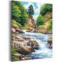 Река в горах Кавказа Природа Пейзаж Горы Вода Лето Россия 100х125 Раскраска картина по номерам на холсте