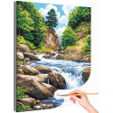  Река в горах Кавказа Природа Пейзаж Горы Вода Лето Россия Раскраска картина по номерам на холсте AAAA-NK1649