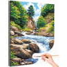  Река в горах Кавказа Природа Пейзаж Горы Вода Лето Россия Раскраска картина по номерам на холсте AAAA-NK1649