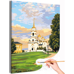  Успенский собор Владимир Россия Достопримечательности Религия Пейзаж с храмом Города и страны Раскраска картина по номерам на х