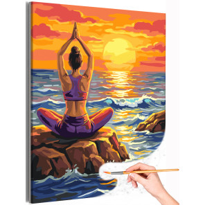 Девушка у моря Йога Закат Релакс Океан Вода