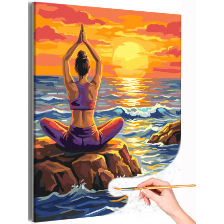 Девушка у моря Йога Закат Релакс Океан Вода