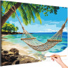 Море Гамак на пляже Пальмы Релакс Океан Вода Морской пейзаж Природа Мальдивы Раскраска картина по номерам на холсте